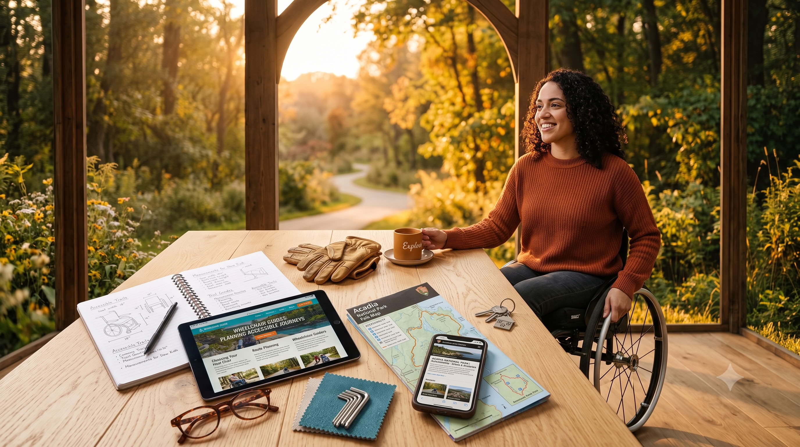 Person in wheelchair on a sunlit road